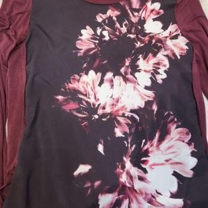 Apt 9 long sleeve burgundy and black floral tee
